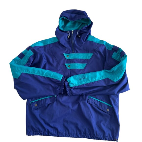 NILS Vintage Ski Jacket 1/2 Zip/Snap Pullover Hooded Windbreaker Size Large - Picture 2 of 12